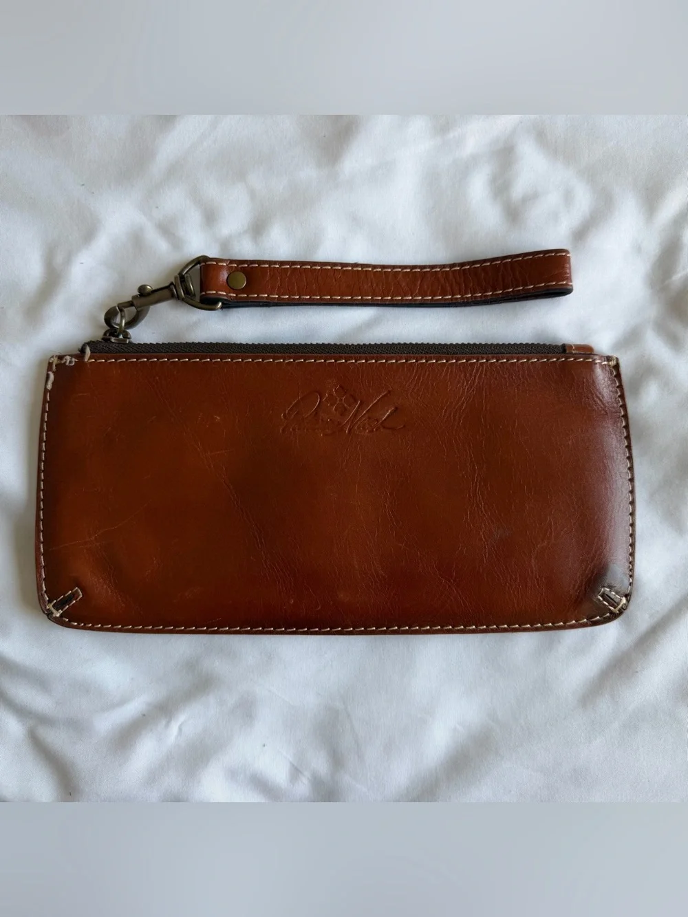 Patricia Nash Brown Leather Wristlet Pouch